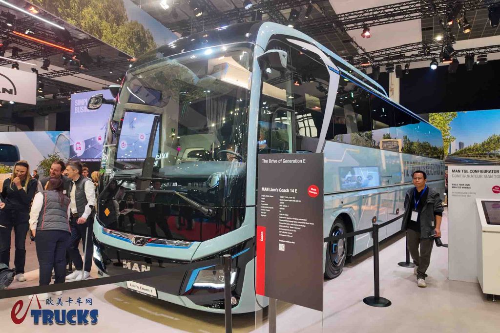 2025Busworld客车展｜续航高达650公里？曼恩Lion’s Coach 14E纯电动旅游巴士来袭！和国产比起来如何？