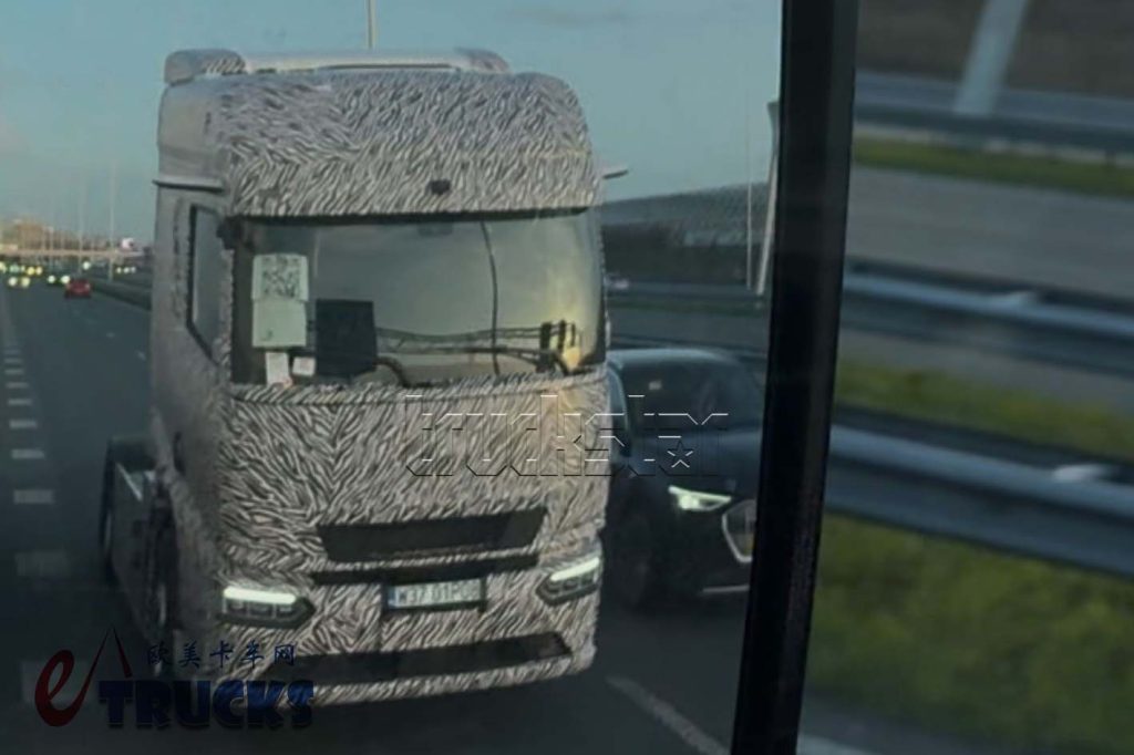 比亚迪新一代电动重卡欧洲路测，荷兰高速捕获伪装原型车