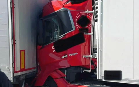 DAF XG+追尾事故：驾驶室溃缩区与特殊固定装置显效，司机仅受轻伤